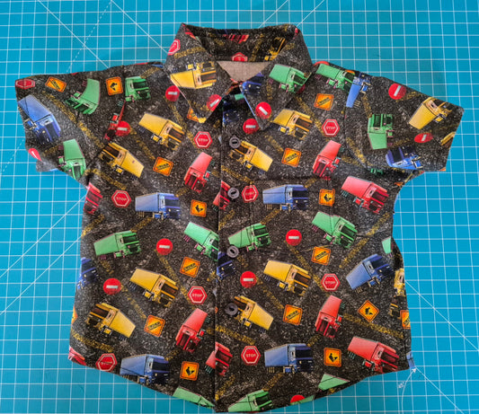 Infants Short Sleeve Trucks Wagons Shirt
