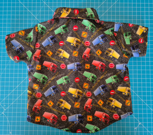 Infants Short Sleeve Trucks Wagons Shirt