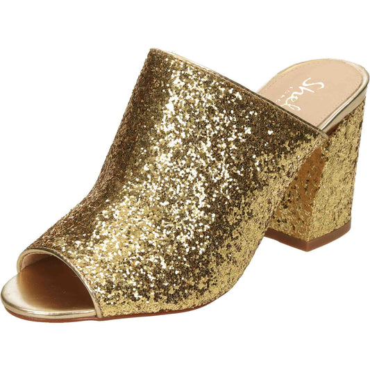 Gold Glitter Peep Toe High Heel Party Shoes