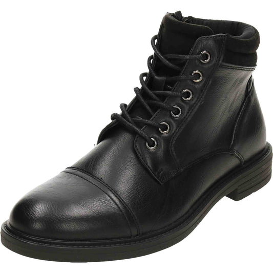 Mens Black Ankle Boots Lace Up Zip Formal Work Shoes