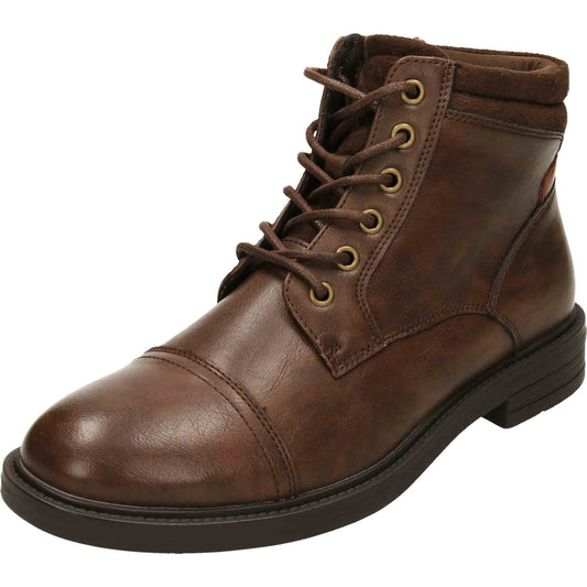 Mens Brown Ankle Boots Lace Up Zip Formal Work Shoes