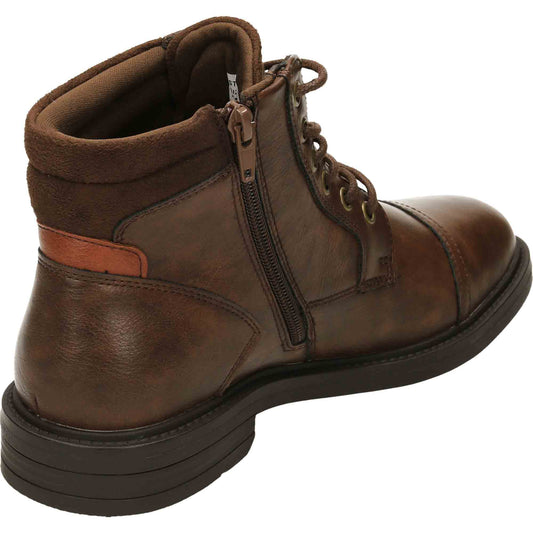 Mens Brown Ankle Boots Lace Up Zip Formal Work Shoes